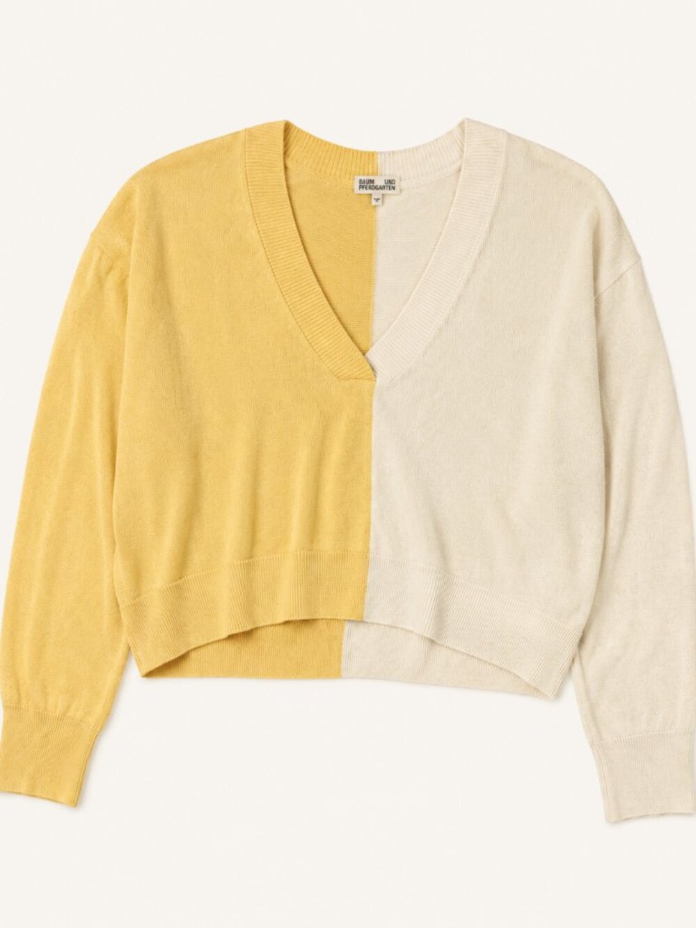 Baum und Pferdgarten Colorblock Alpaca V Neck Cropped Coyra Sweater L